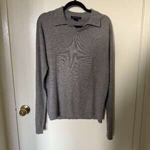 Kenneth Cole New York Gray Silk Cashmere Collared Sweater M